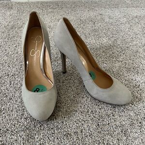 Jessica Simpson Light Gray Leather Stiletto Pumps